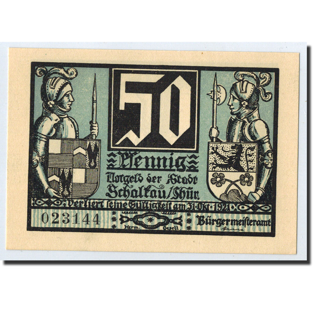 Banknote, Germany, Schalkau, 50 Pfennig, personnage, O.D, Undated, UNC(63)