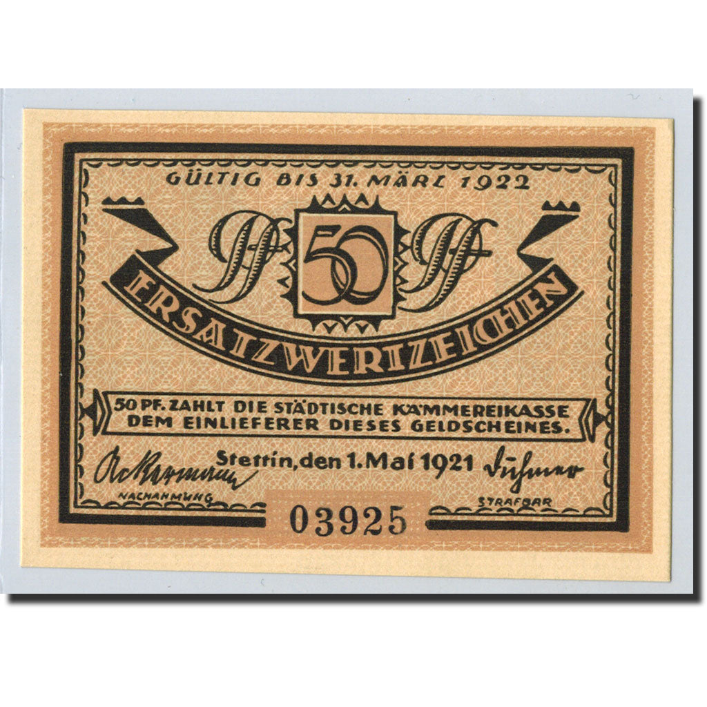 Banconote, Germania, Stettin, 50 Pfennig, Port, 1922, 1922-01-01, SPL