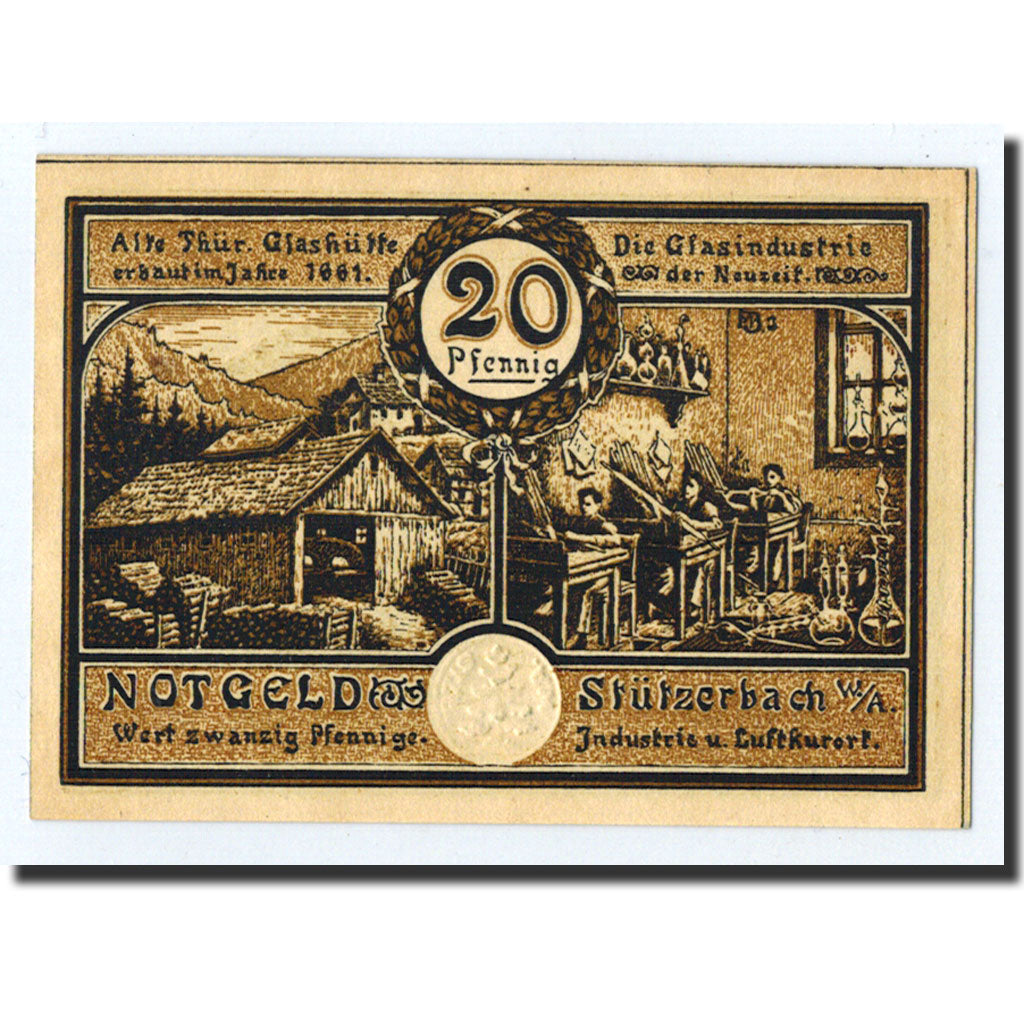 Banknote, Germany, Stützerbach, 20 Pfennig, paysage, 1921, Undated, UNC(63)