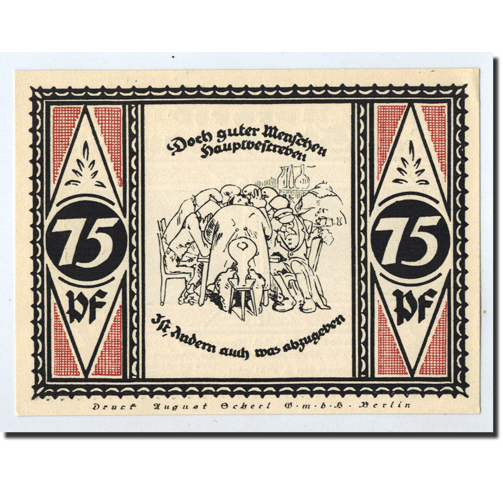 Banknote, Germany, Stolzenau a.d Weser, 75 Pfennig, personnage, 1921