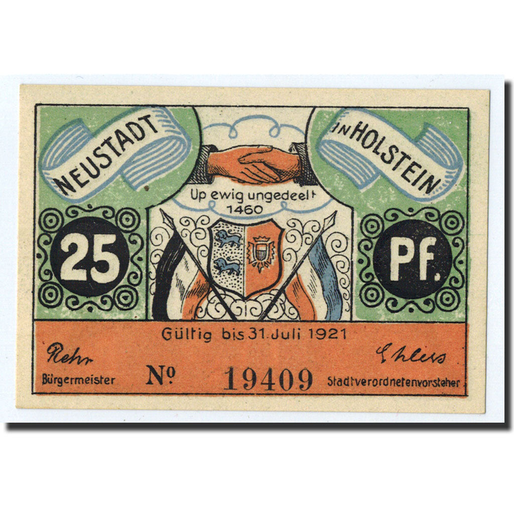 Banknote, Germany, Neustadt i. Holstein Stadt, 25 Pfennig, Ecusson, O.D