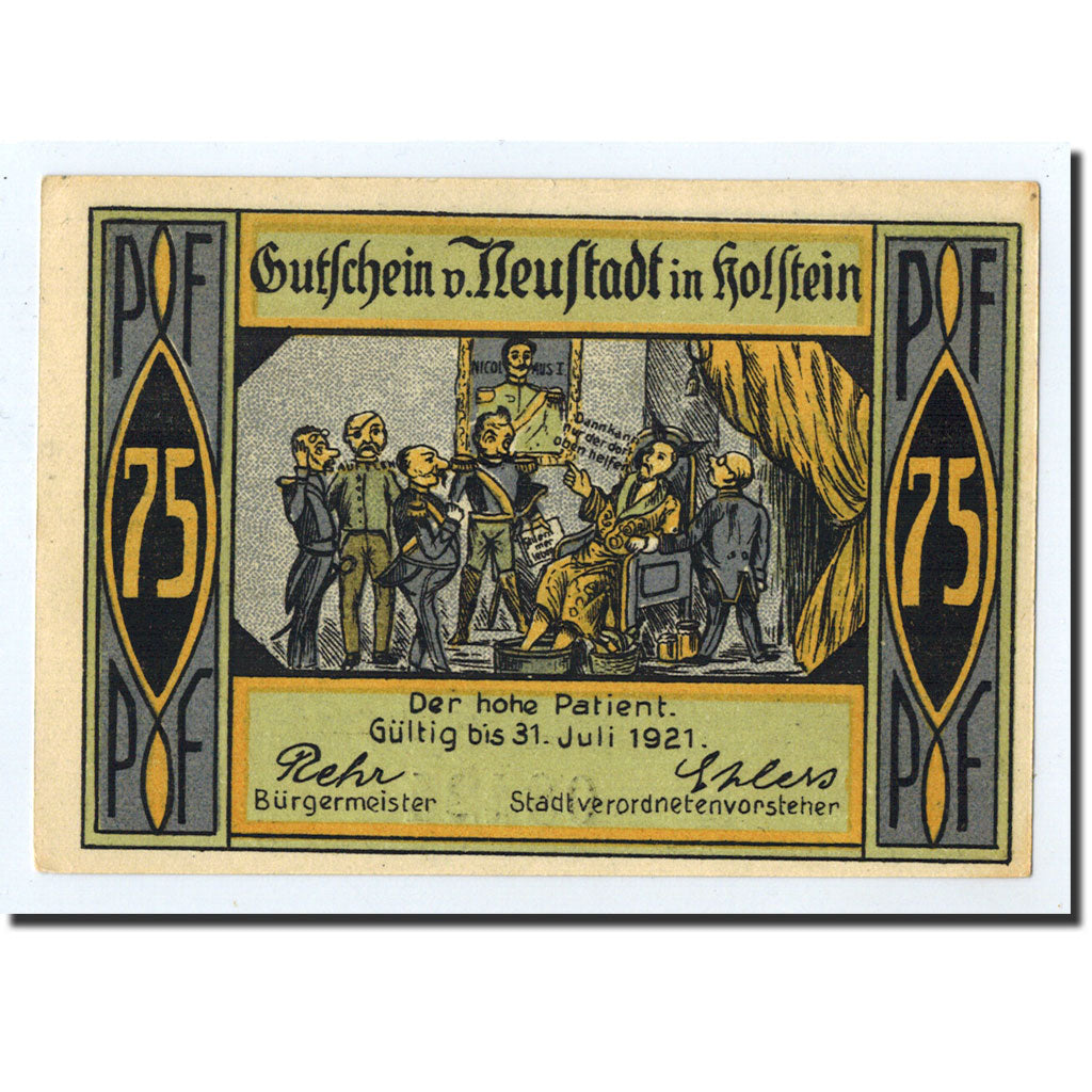 Banknote, Germany, Neustadt i. Holstein Stadt, 75 Pfennig, paysage, O.D