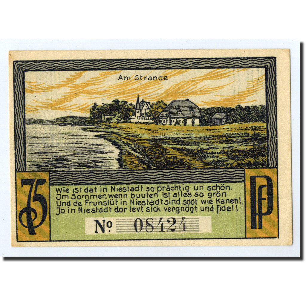 Banknote, Germany, Neustadt i. Holstein Stadt, 75 Pfennig, paysage, O.D