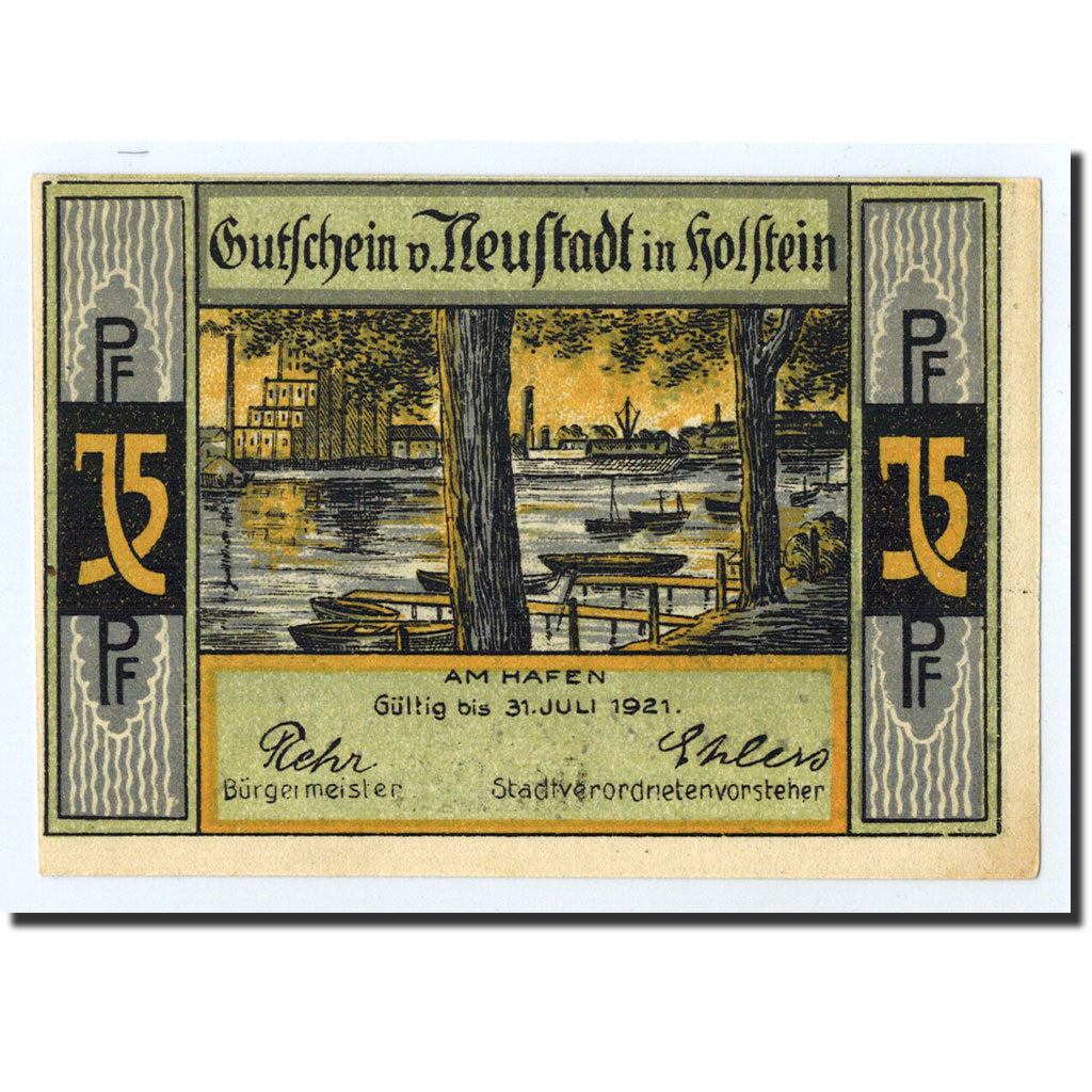 Geldschein, Deutschland, Neustadt i. Holstein Stadt, 75 Pfennig, personnage