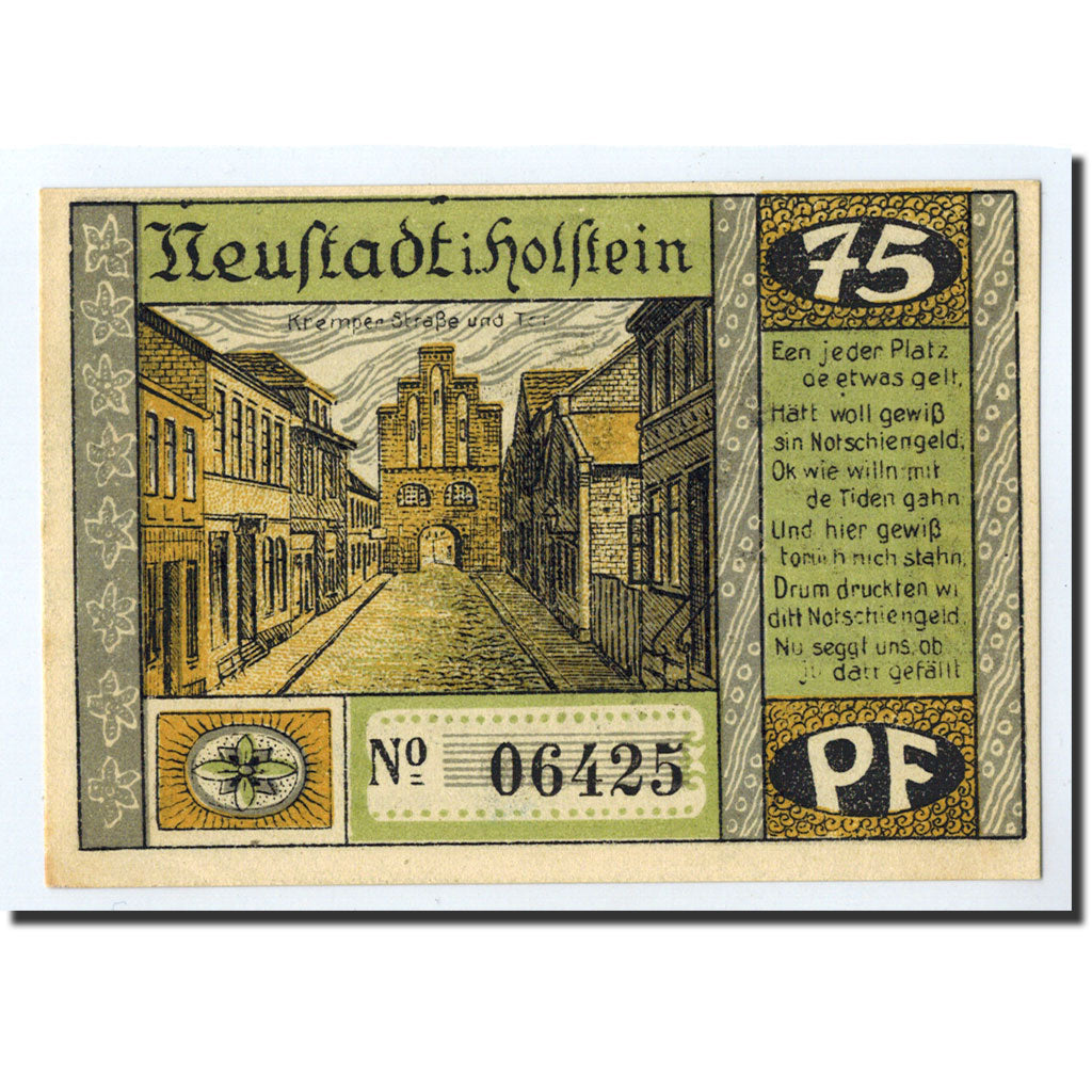 Banknote, Germany, Neustadt i. Holstein Stadt, 75 Pfennig, ruelle, O.D, Undated