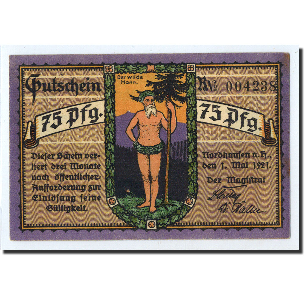 Banknote, Germany, Nordhausen Stadt, 75 Pfennig, paysage, 1921, 1921-05-01