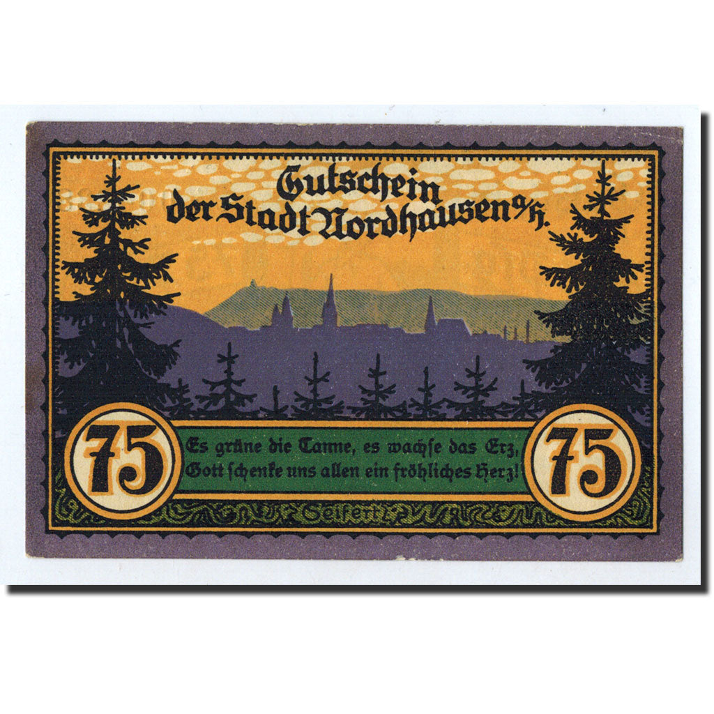 Banknote, Germany, Nordhausen Stadt, 75 Pfennig, paysage, 1921, 1921-05-01