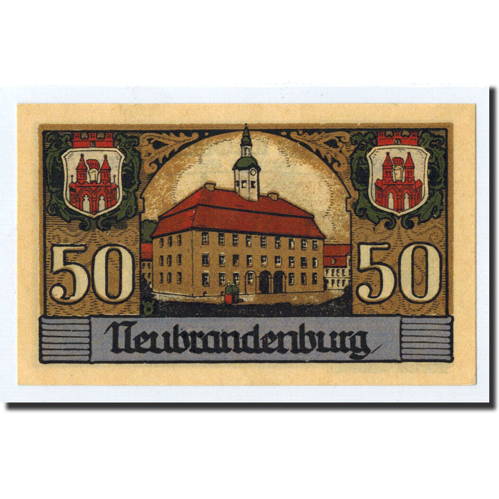 Banconote, Germania, Neubrandenburg Stadt, 50 Pfennig, manoir, 1921, 1921-07-02