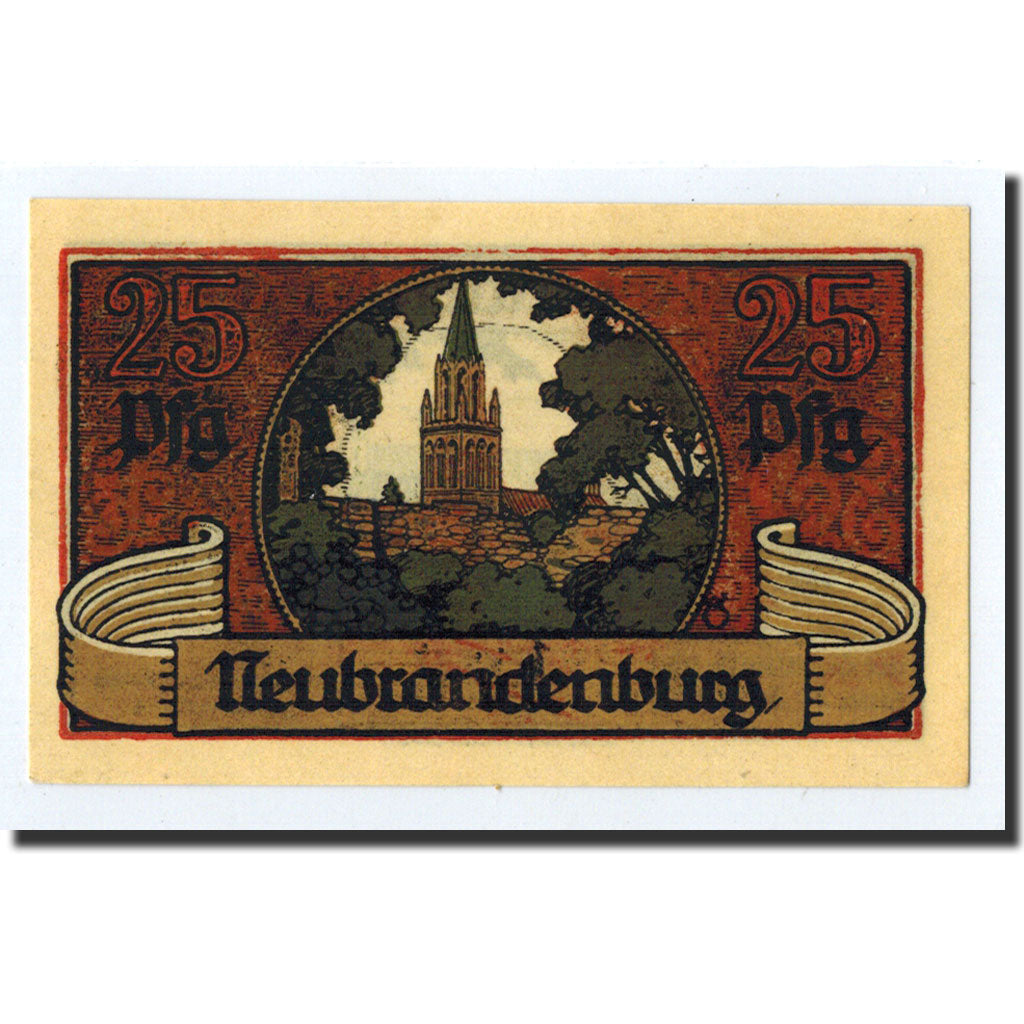 Banknote, Germany, Neubrandenburg Stadt, 25 Pfennig, Eglise, 1921, 1921-07-02