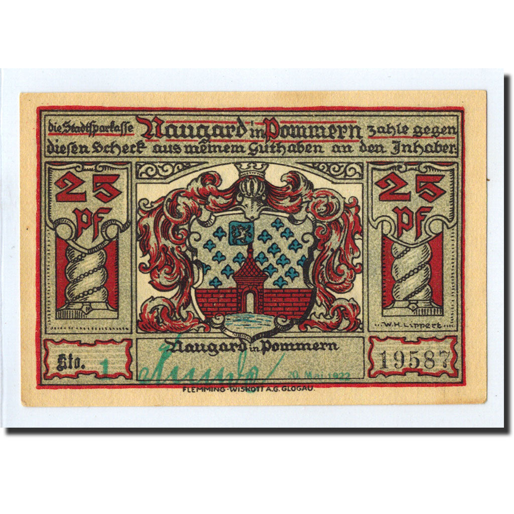 Banknote, Germany, Naugard, 25 Pfennig, personnage, O.D, Undated, UNC(63)