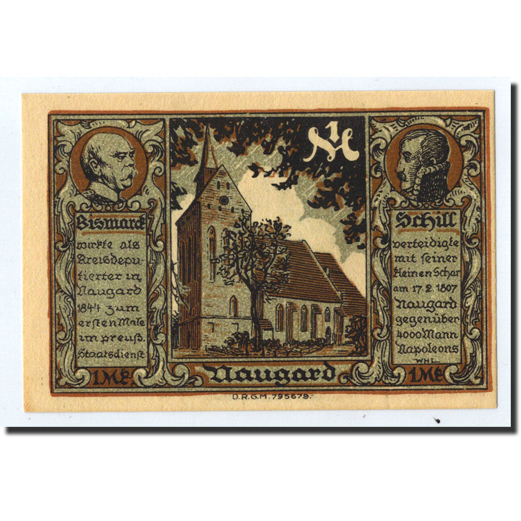 Banknote, Germany, Naugard, 1 Mark, Eglise, O.D, Undated, UNC(63), Mehl:923.1