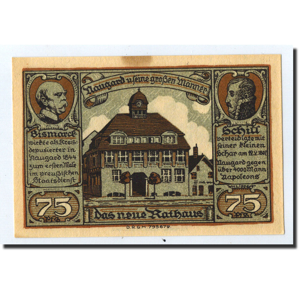 Banknote, Germany, Naugard, 75 Pfennig, manoir, O.D, Undated, UNC(63)