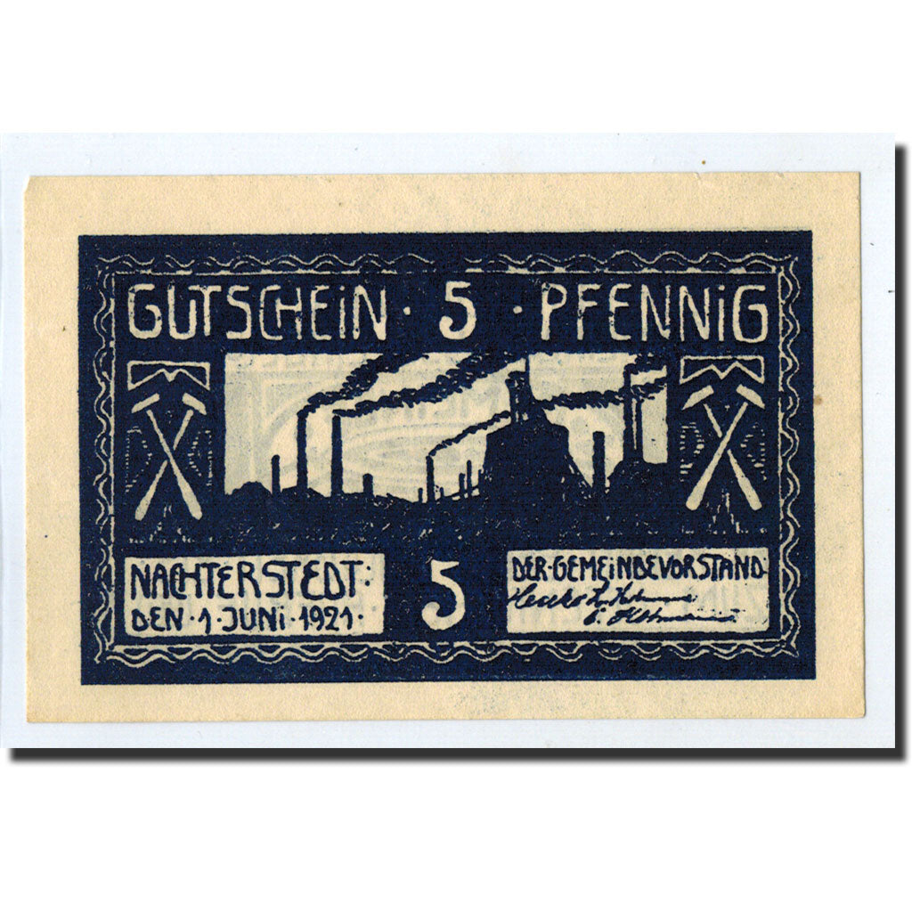 Banknote, Germany, Nachterstedt Gemeinde, 5 Pfennig, Usine, 1921, 1921-06-01