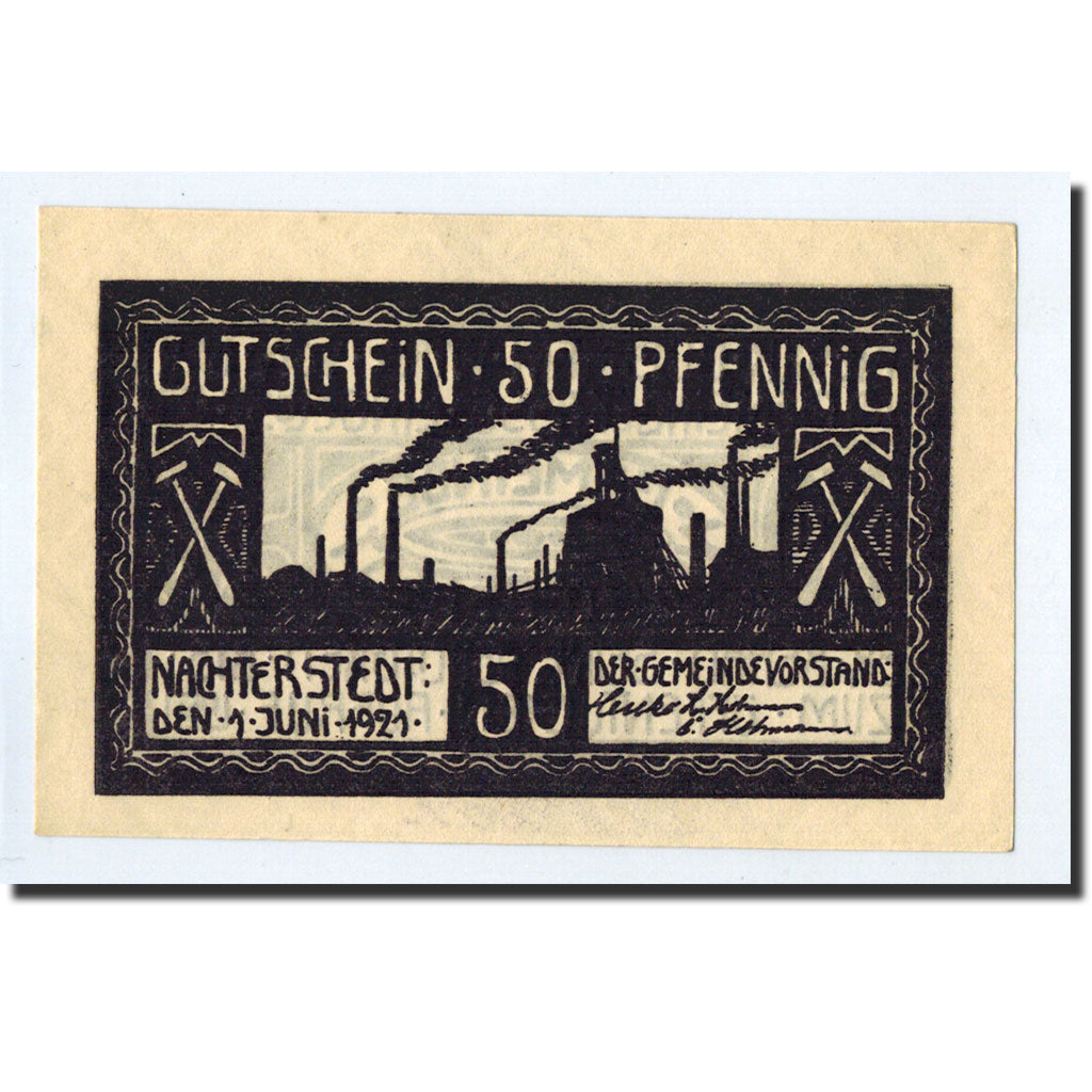 Banknote, Germany, Nachterstedt Gemeinde, 50 Pfennig, Usine, 1921, 1921-06-01