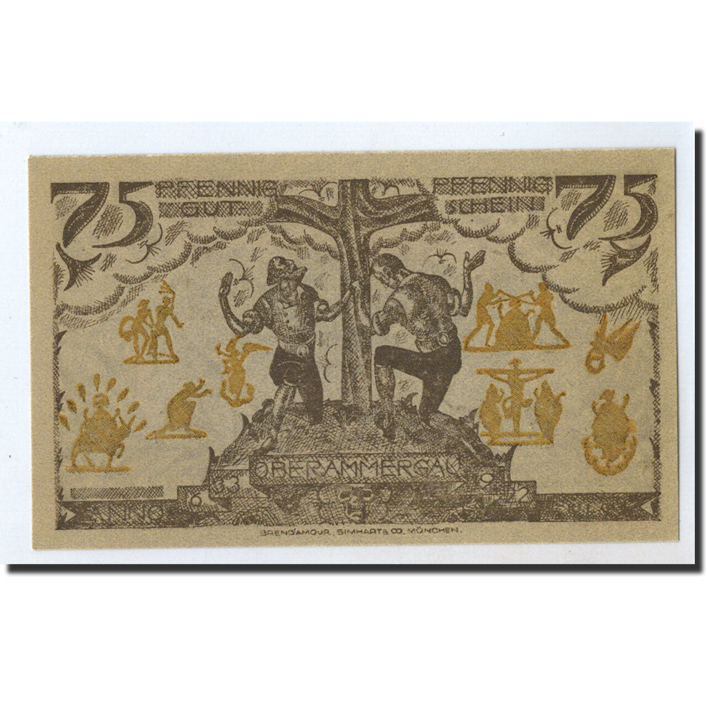 Banknote, Germany, Oberammergau, 75 Pfennig, paysage, 1921, 1921-07-01, UNC(63)