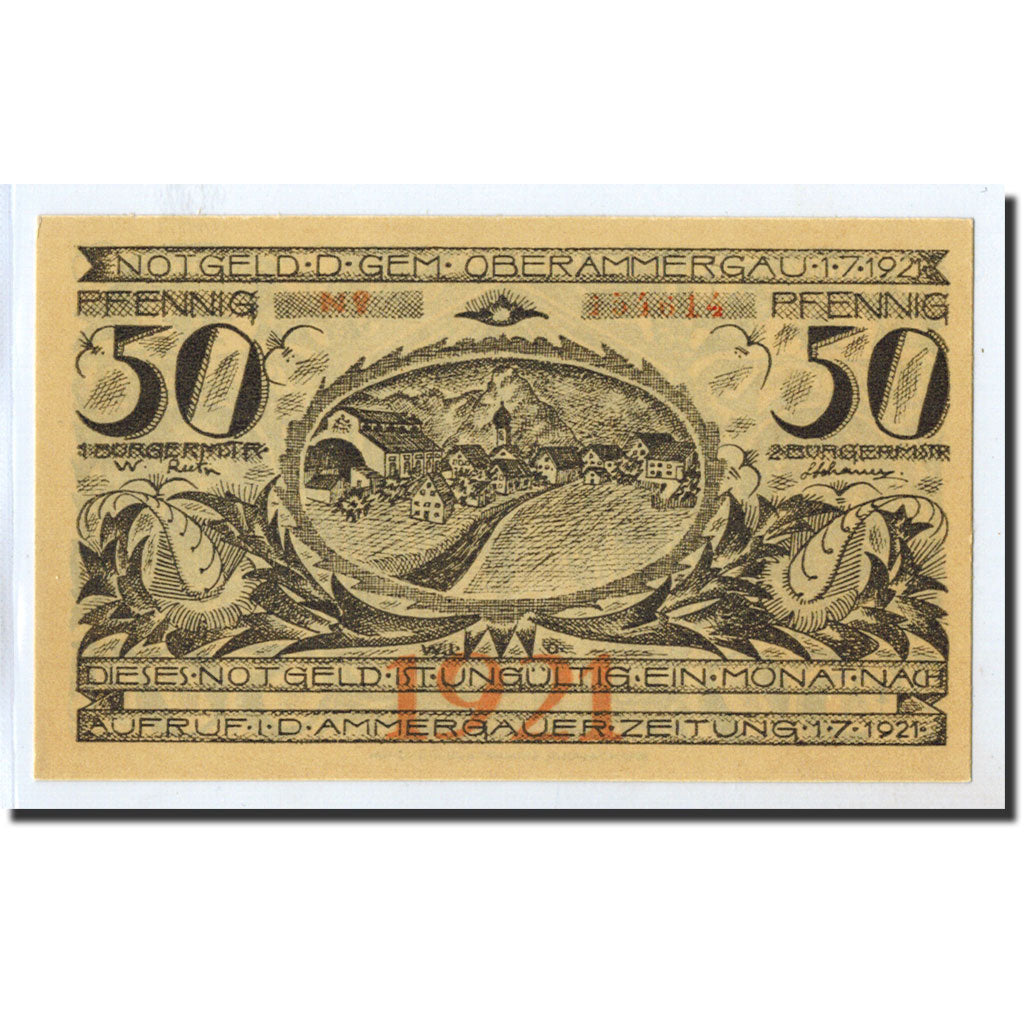 Banknote, Germany, Oberammergau, 50 Pfennig, paysage, 1921, 1921-07-01, UNC(63)