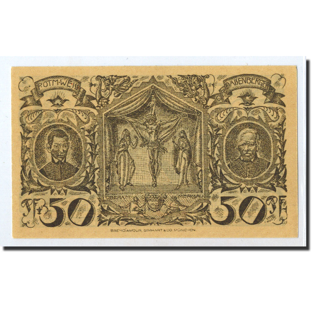 Banknote, Germany, Oberammergau, 50 Pfennig, paysage, 1921, 1921-07-01, UNC(63)