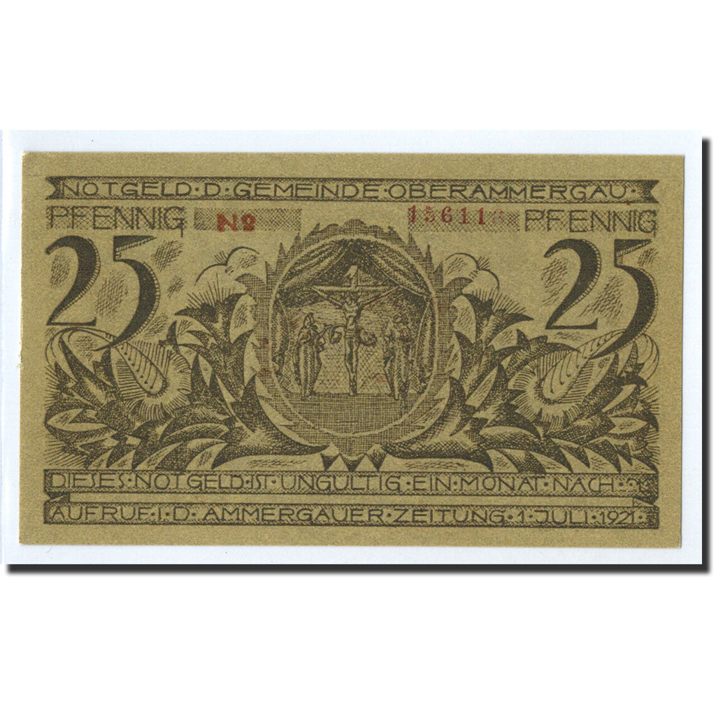 Banconote, Germania, Oberammergau, 25 Pfennig, personnage, 1921, 1921-07-01