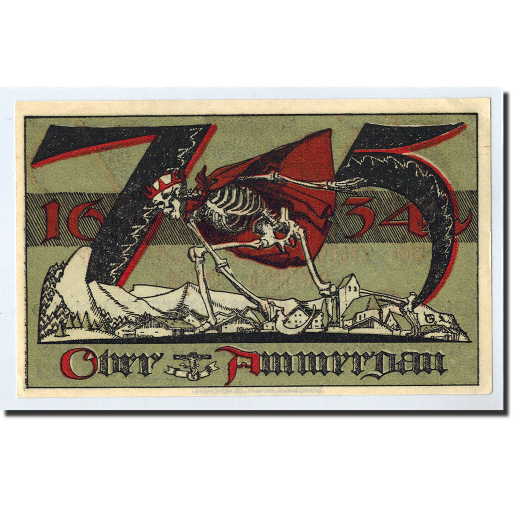 Banknote, Germany, Oberammergau, 75 Pfennig, squelette, 1921, 1921-07-01