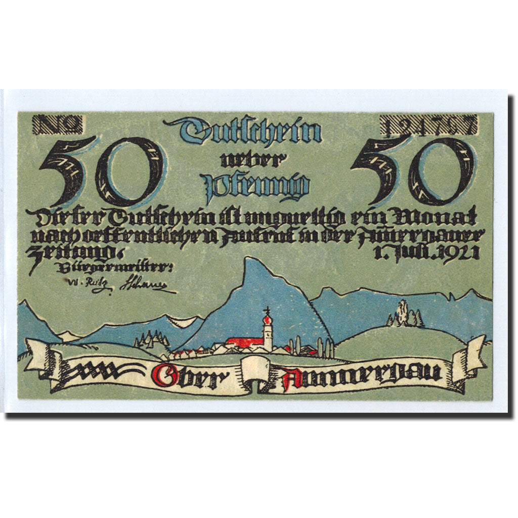 Banknote, Germany, Oberammergau, 50 Pfennig, personnage, 1921, 1921-07-01