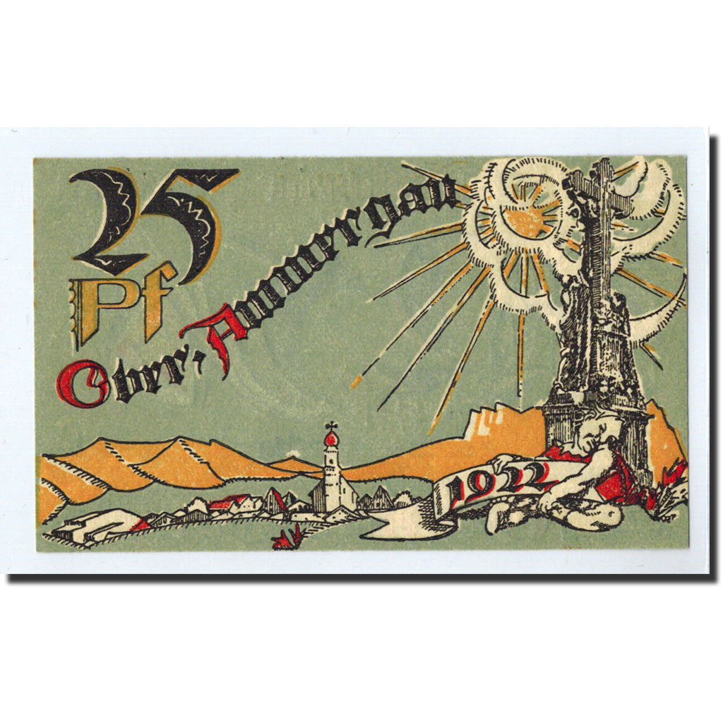 Banknote, Germany, Oberammergau, 25 Pfennig, paysage, 1921, 1921-07-01, UNC(63)