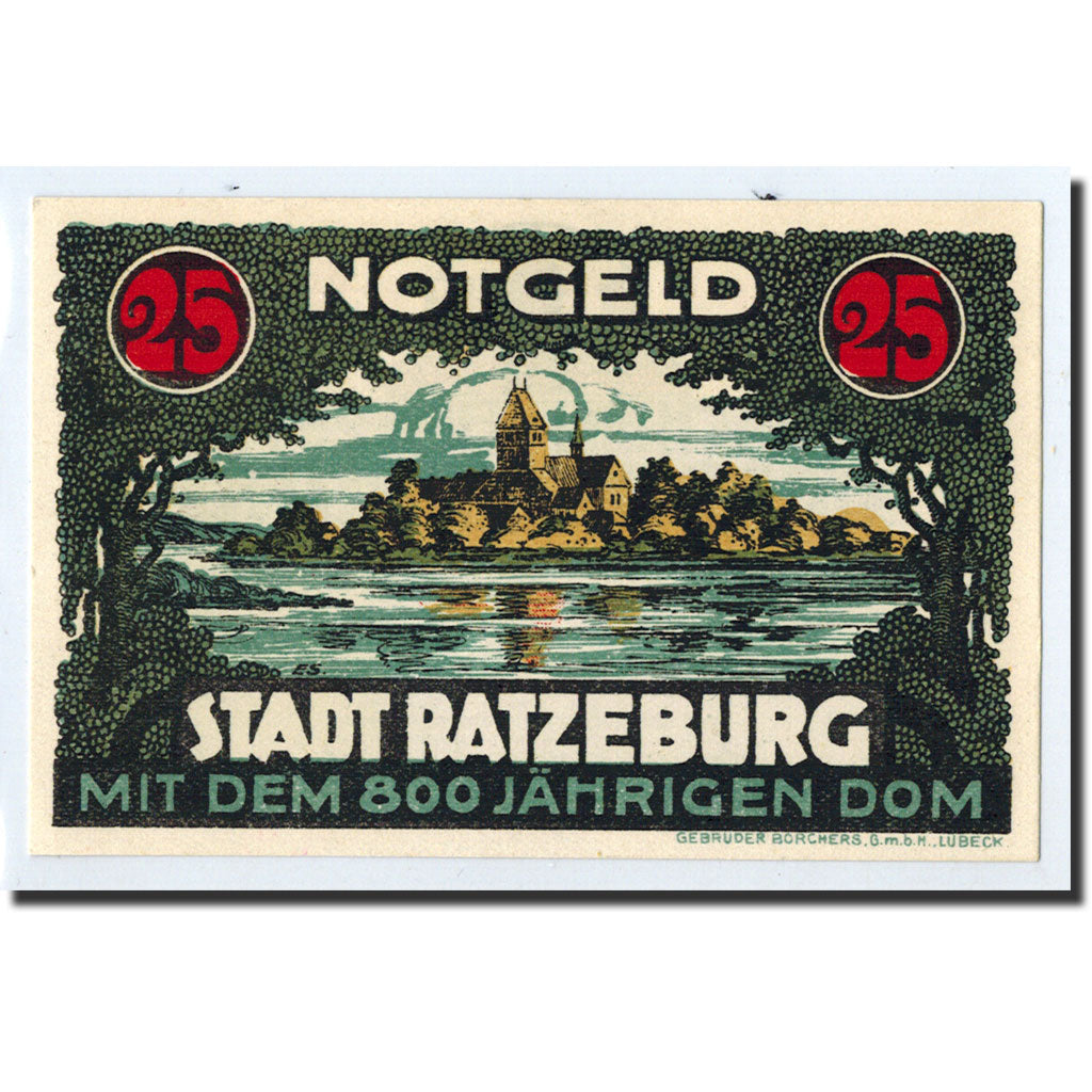 Banknote, Germany, Ratzeburg, 25 Pfennig, paysage, O.D, Undated, UNC(63)