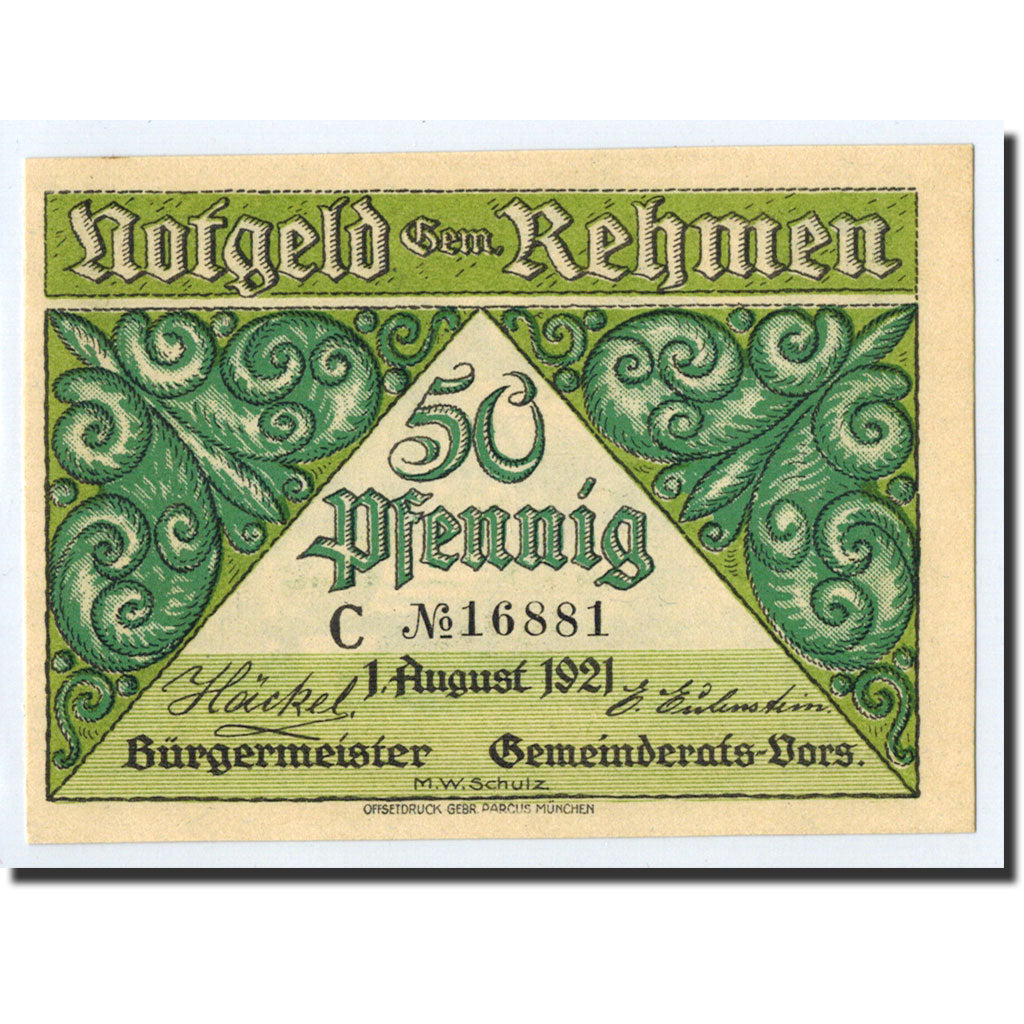 Banconote, Germania, Rehmen, 50 Pfennig, paysage, 1921, 1921-08-01, SPL
