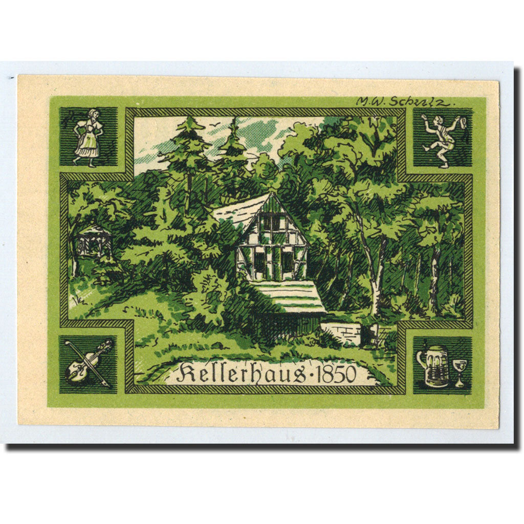 Banconote, Germania, Rehmen, 50 Pfennig, paysage, 1921, 1921-08-01, SPL