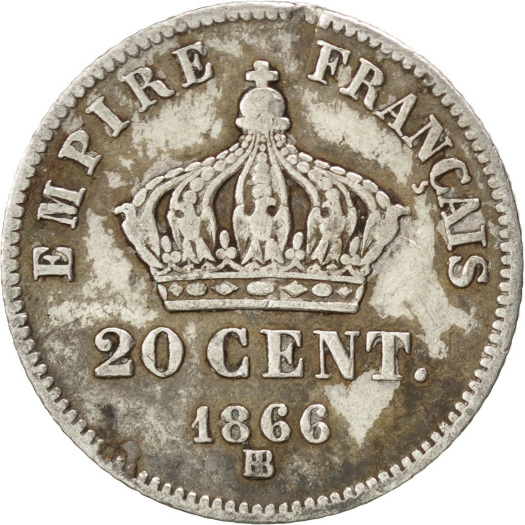 Coin, France, Napoleon III, Napoléon III, 20 Centimes, 1866, Strasbourg