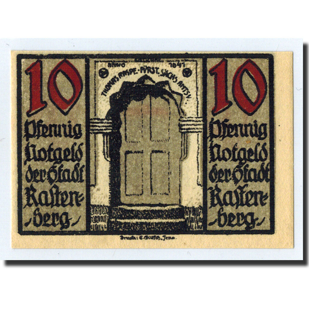 Banknote, Germany, Rastenberg, 10 Pfennig, porte, 1921, 1921-09-01, UNC(63)