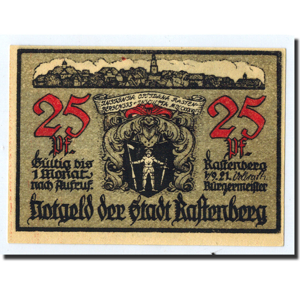 Banknote, Germany, Rastenberg, 25 Pfennig, Maison, 1921, 1921-09-01, UNC(63)