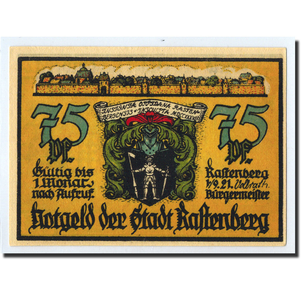 Banknote, Germany, Rastenberg, 75 Pfennig, personnage, 1921, 1921-09-01