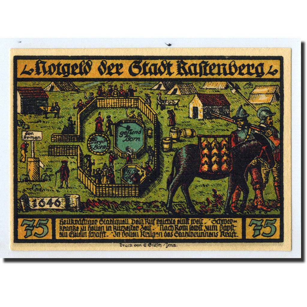 Banknote, Germany, Rastenberg, 75 Pfennig, personnage, 1921, 1921-09-01