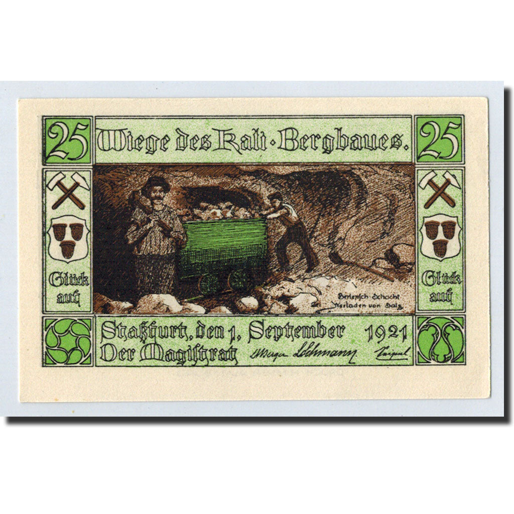 Banknote, Germany, Stassfurt, 25 Pfennig, Ecusson, 1921, 1921-09-01, UNC(63)