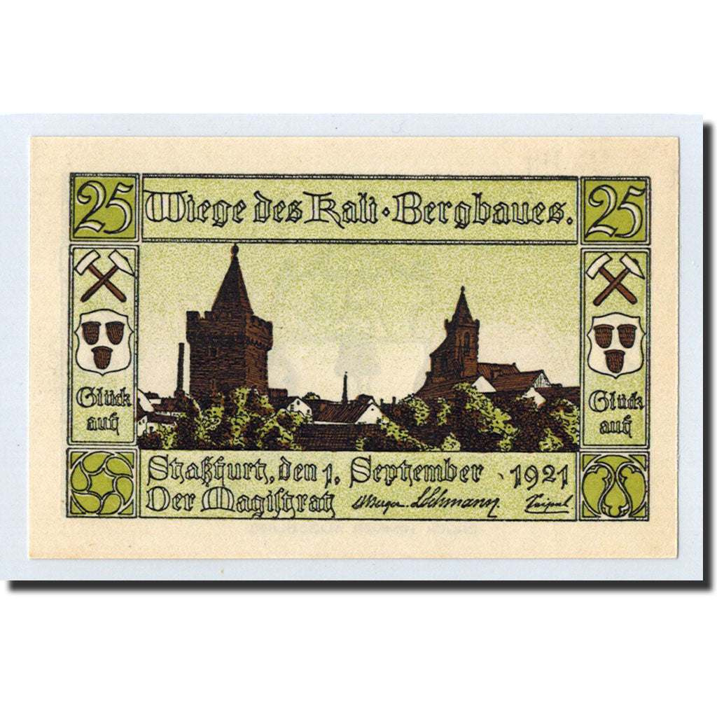 Banknote, Germany, Stassfurt, 25 Pfennig, Ecusson, 1921, 1921-09-01, UNC(63)