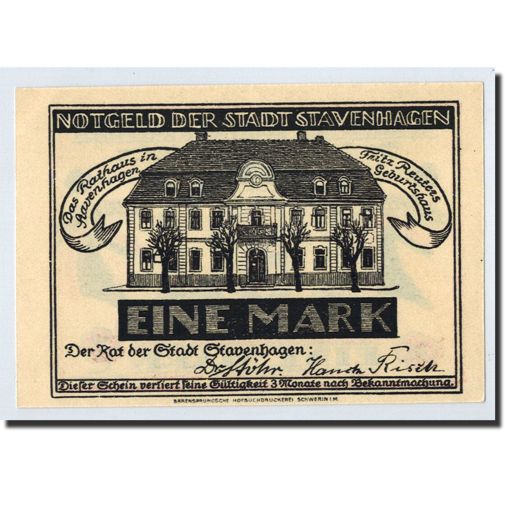 Banknote, Germany, Stavenhagen, 1 Mark, portrait, O.D, Undated, UNC(63)
