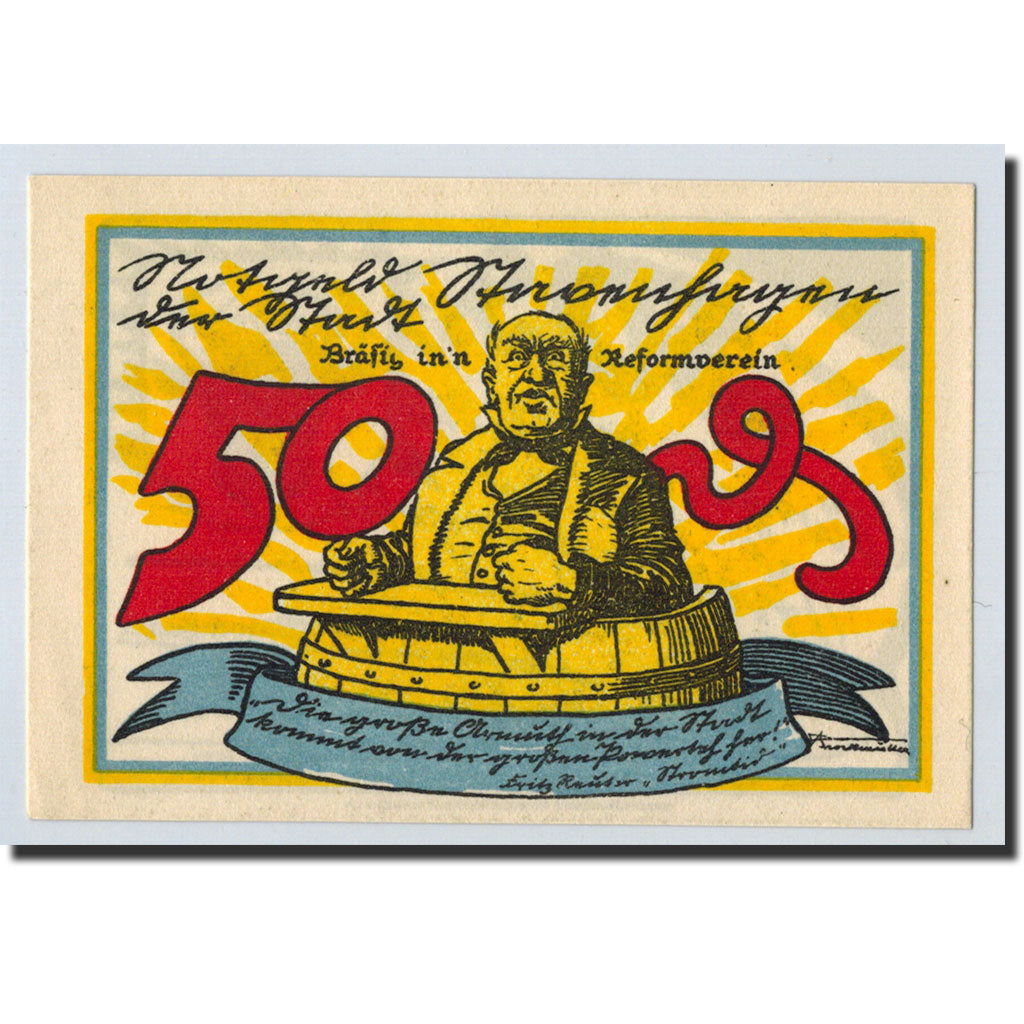 Billet, Allemagne, Stavenhagen, 50 Pfennig, personnage, O.D, Undated, SPL