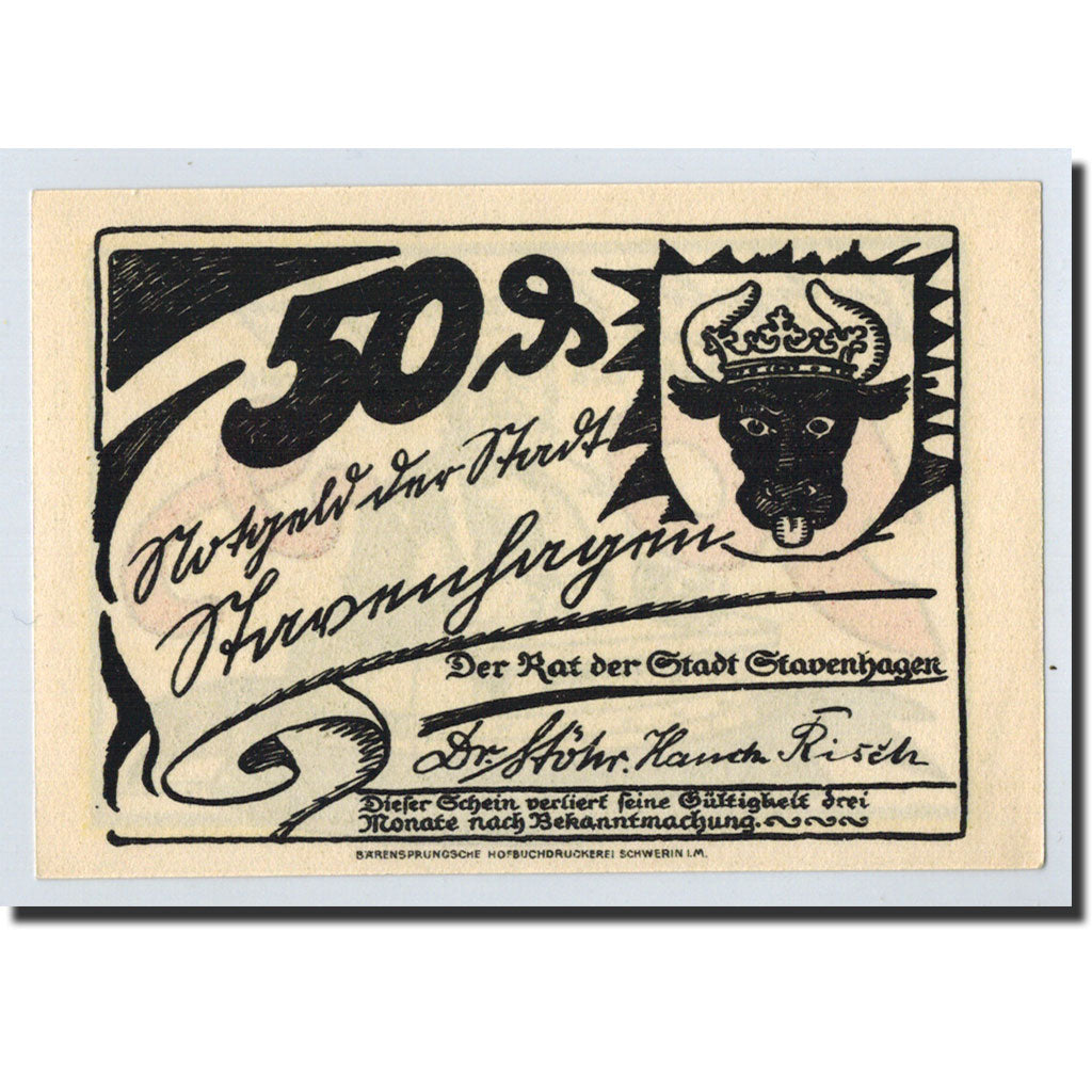 Billet, Allemagne, Stavenhagen, 50 Pfennig, personnage, O.D, Undated, SPL