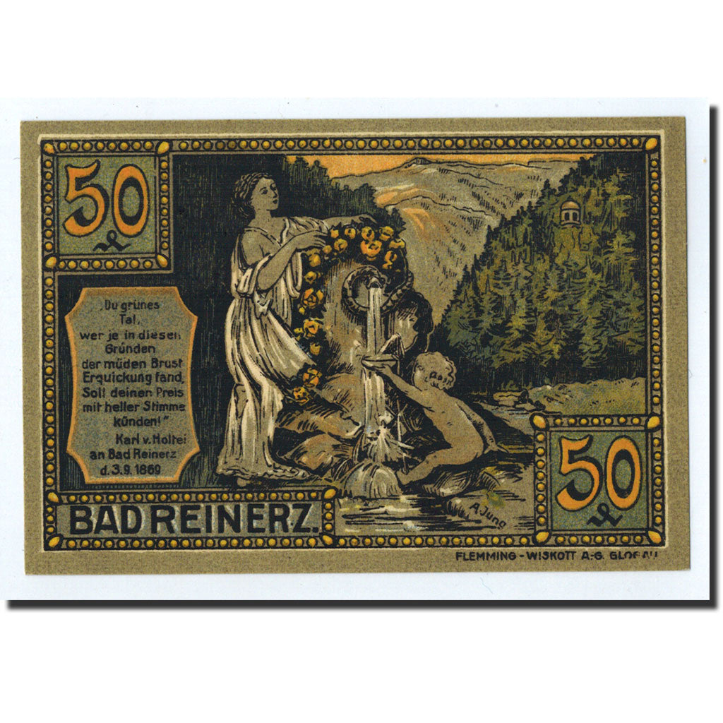 Banknote, Germany, Reinerz, 50 Pfennig, paysage, 1921, 1921-07-01, UNC(63)