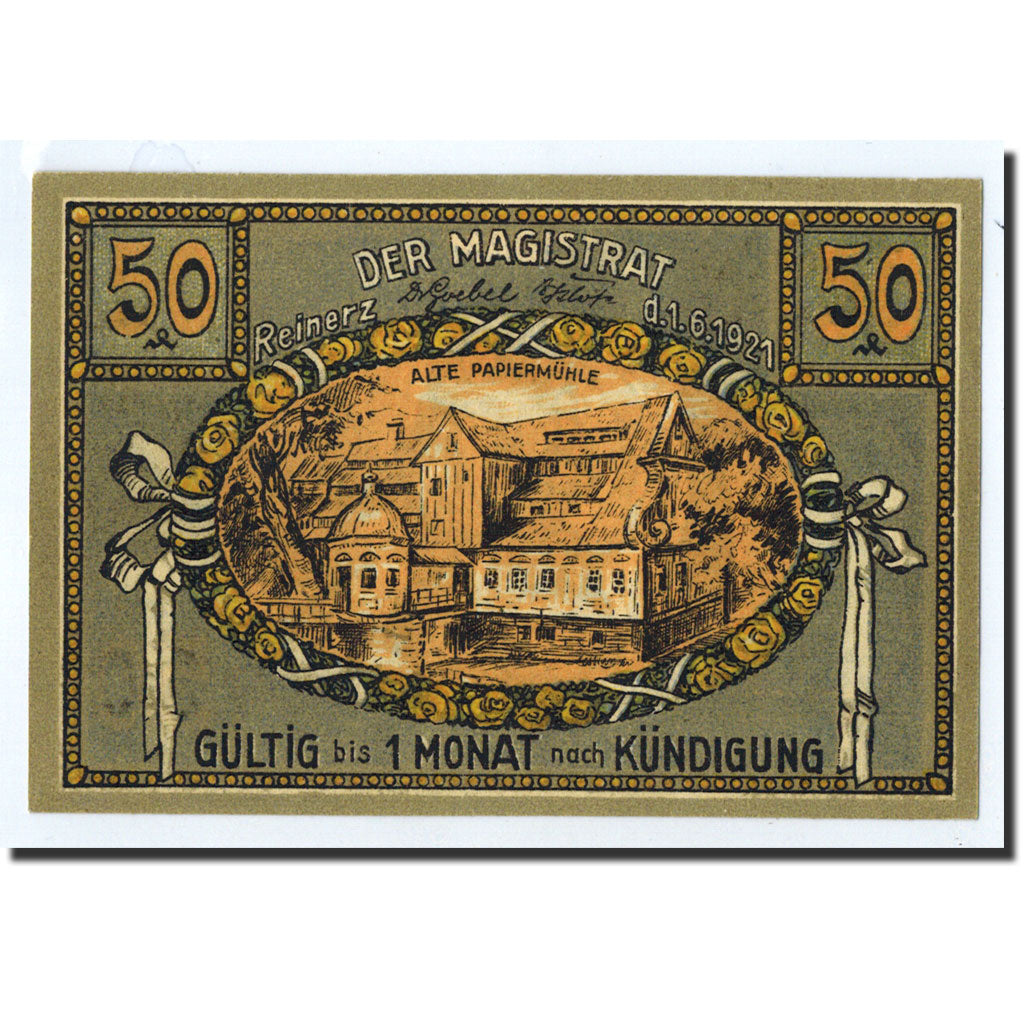 Banconote, Germania, Reinerz, 50 Pfennig, manoir, 1921, 1921-07-01, SPL