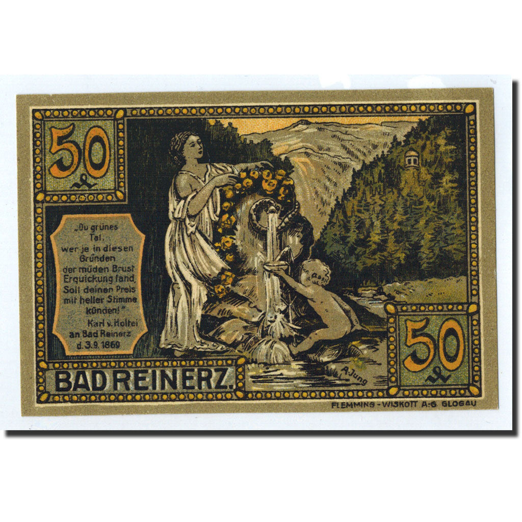 Banconote, Germania, Reinerz, 50 Pfennig, manoir, 1921, 1921-07-01, SPL