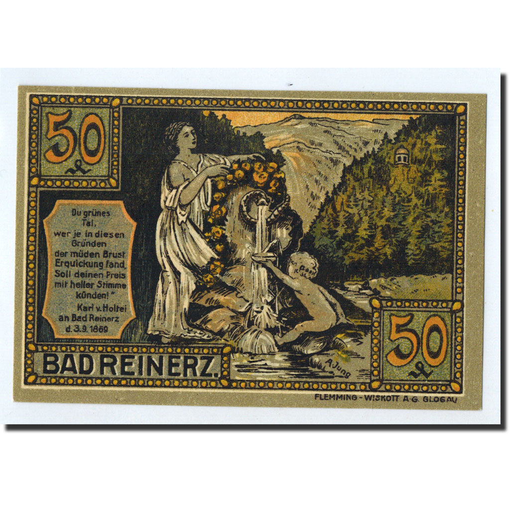 Banknote, Germany, Reinerz, 50 Pfennig, paysage, 1921, 1921-07-01, UNC(63)
