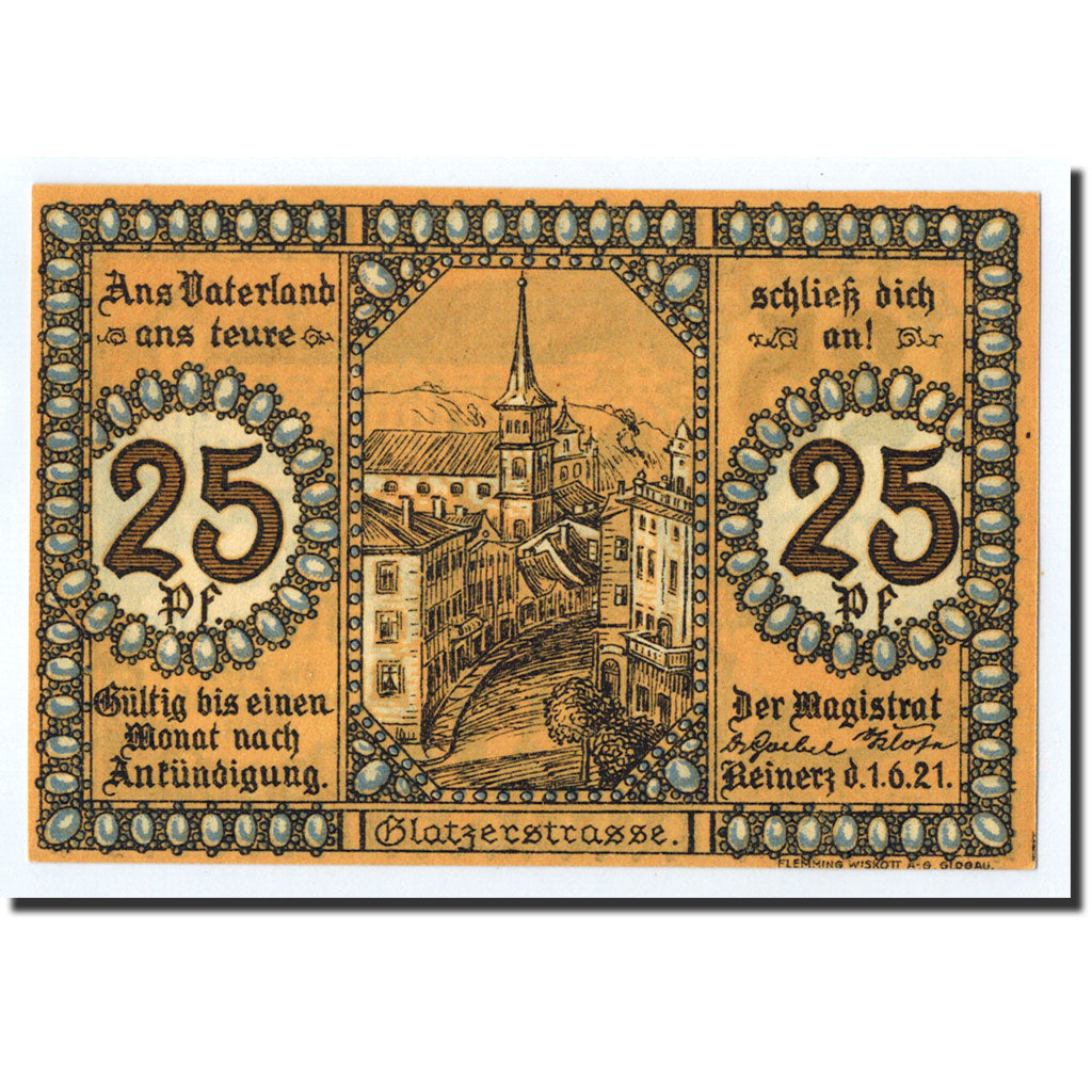 Banconote, Germania, Reinerz, 25 Pfennig, personnage, 1921, 1921-07-01, SPL