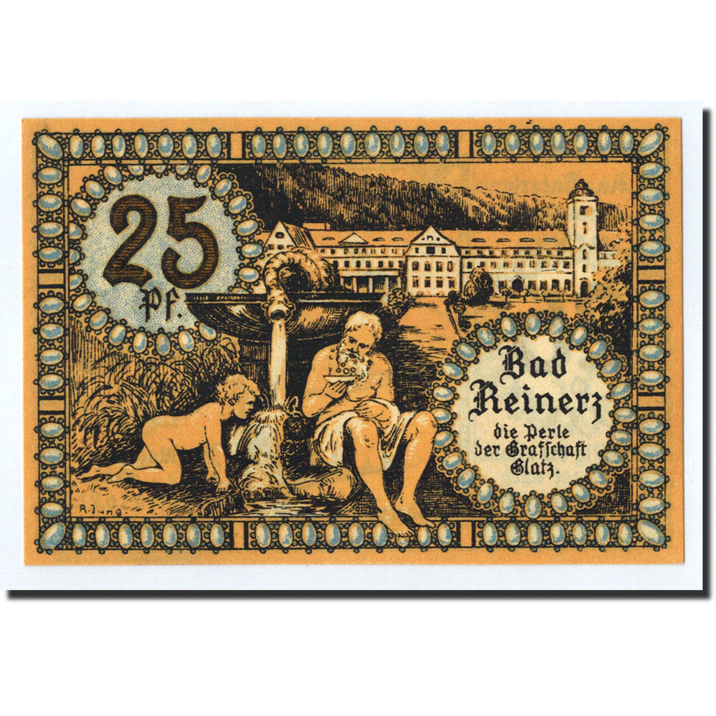 Banknote, Germany, Reinerz, 25 Pfennig, skieur, 1921, 1921-07-01, UNC(63)