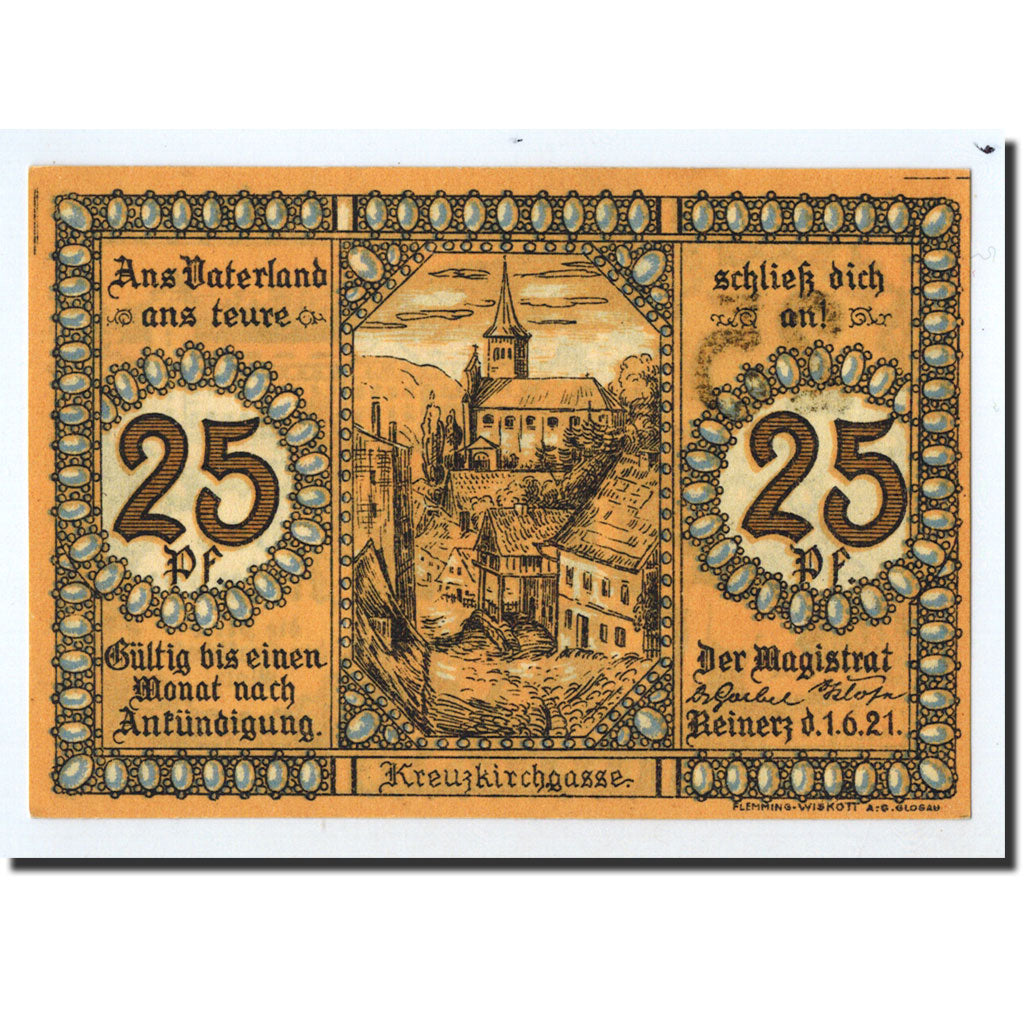 Banknote, Germany, Reinerz, 25 Pfennig, paysage, 1921, 1921-07-01, UNC(63)