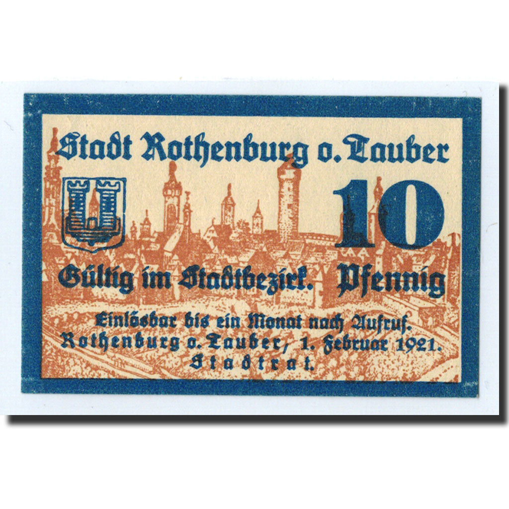 Banknote, Germany, Rothenburg o.T. Stadt, 10 Pfennig, paysage, 1921, 1921-02-01