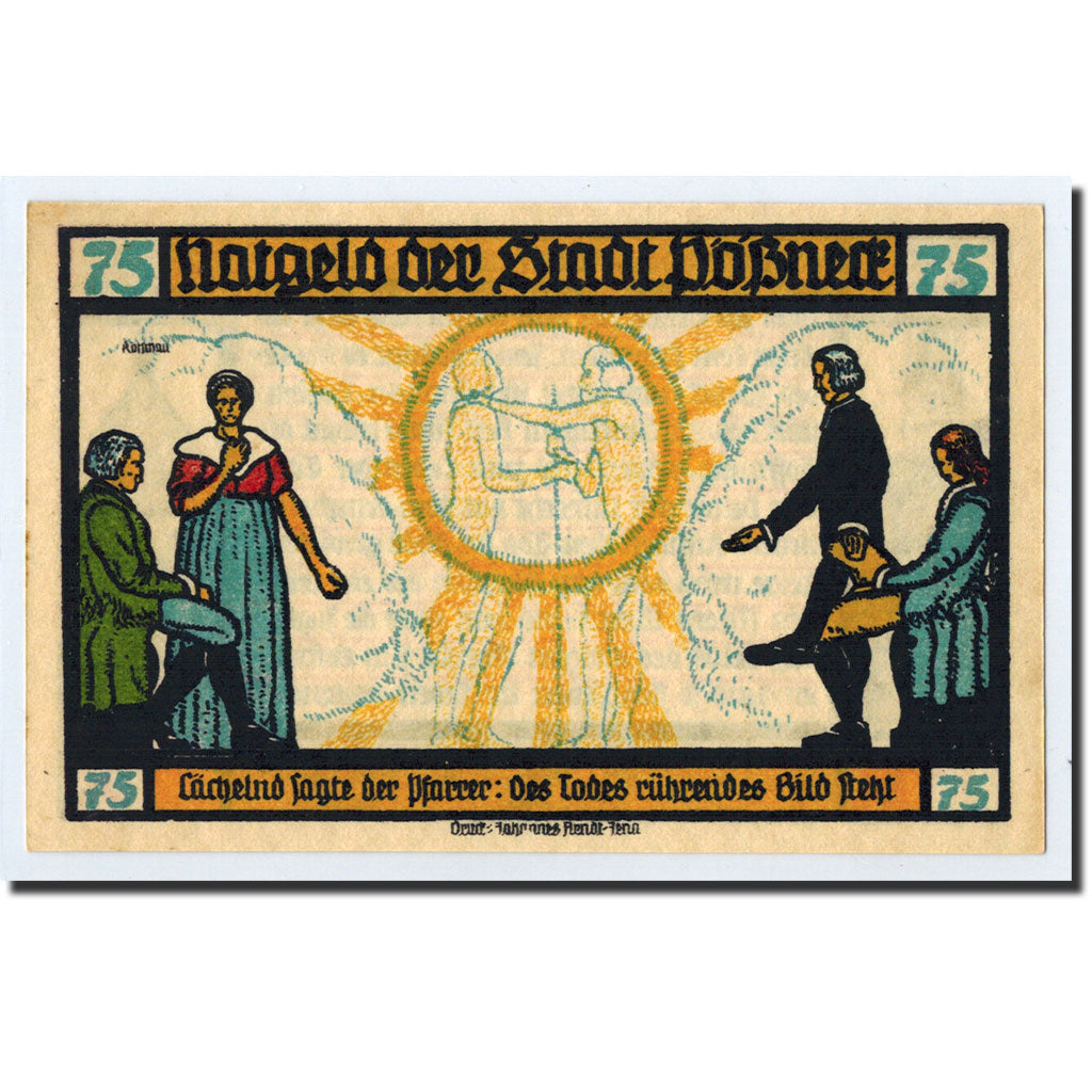 Geldschein, Deutschland, Possneck, 75 Pfennig, personnage, 1921, 1921-07-31