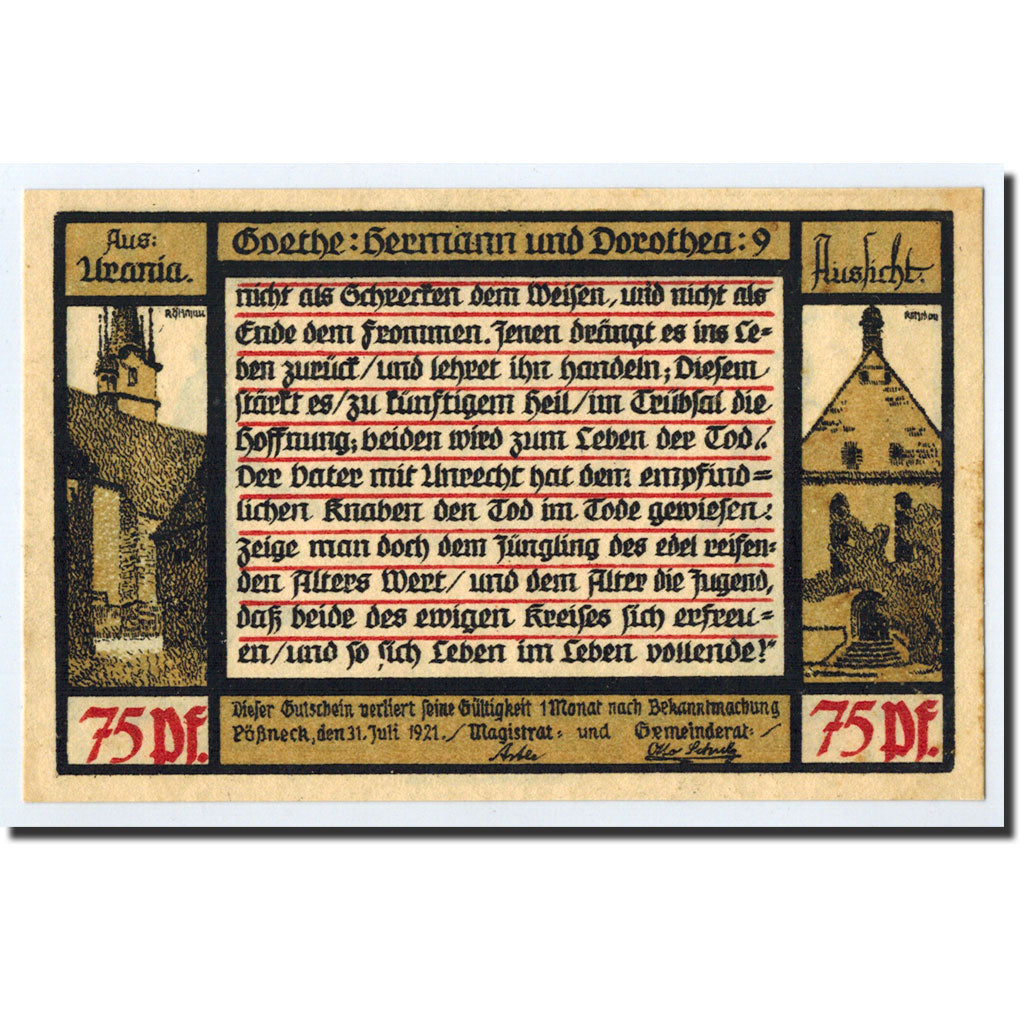 Geldschein, Deutschland, Possneck, 75 Pfennig, personnage, 1921, 1921-07-31