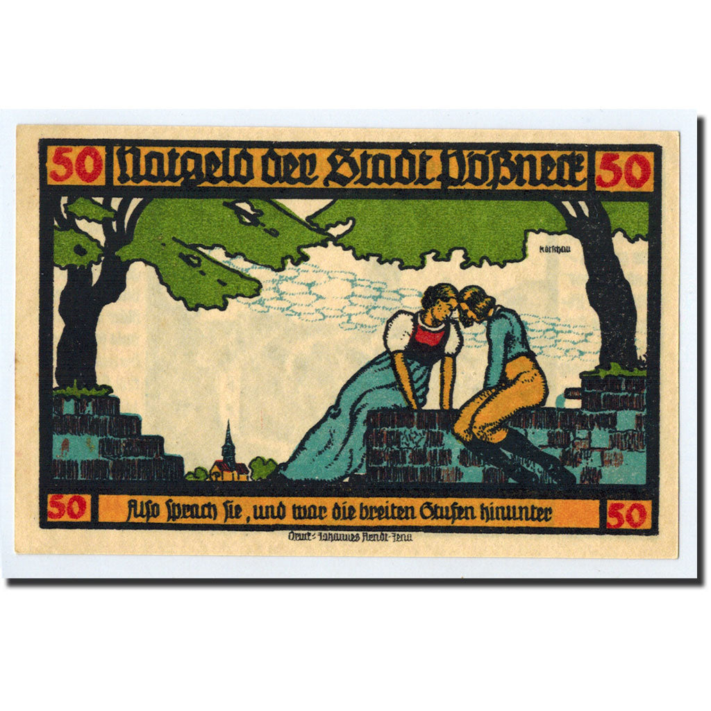 Banknote, Germany, Possneck, 50 Pfennig, personnage, 1921, 1921-07-31, UNC(63)