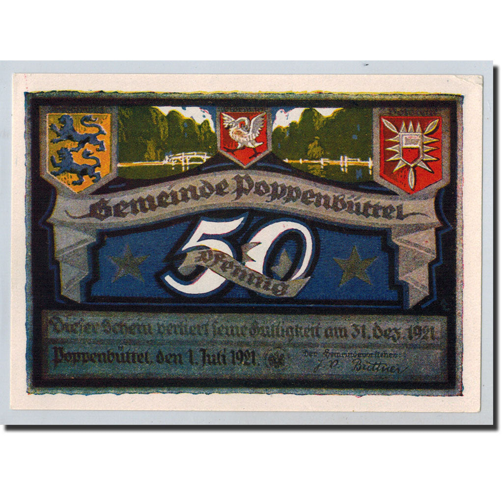 Geldschein, Deutschland, Poppenbüttel, 50 Pfennig, paysage, 1921, 1921-07-01